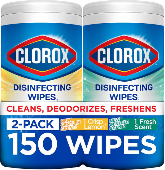Disinfecting Wipes Value Pack, Bleach Free Cleaning Wipes, 75 Count Each, Pack of 2, Packaging May Vary