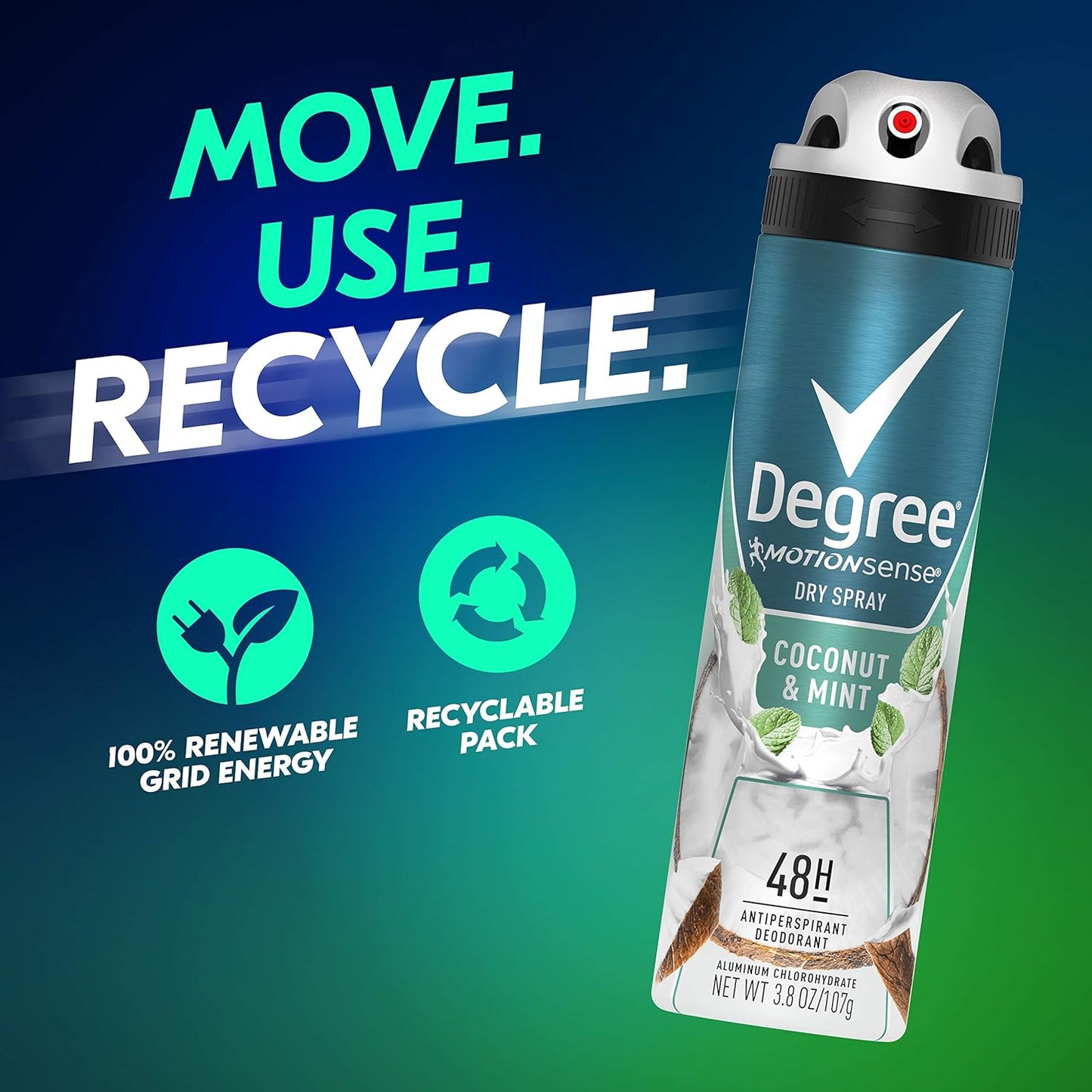 Degree Men Antiperspirant Deodorant Dry Spray Coconut & Mint 3 Count 72Hr Sweat and Odor Protection Degree for Men 3.8 Oz